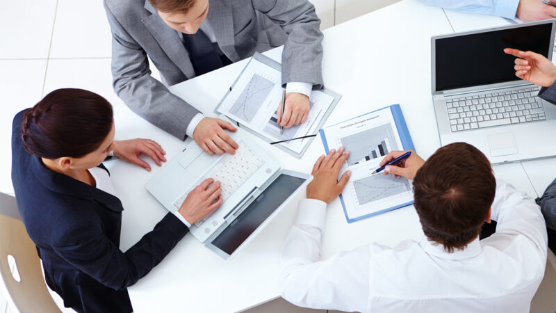 Business discussion going on table